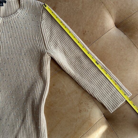 Wool Cashmere Ribbed Knit Cardigan Sweater Quiet Luxury Minimalist Ann Taylor, M - Picture 13 of 15
